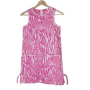 Lilly Pulitzer Girls Little Lilly Knit Shift Dress Size 12 Embroidered Pocket